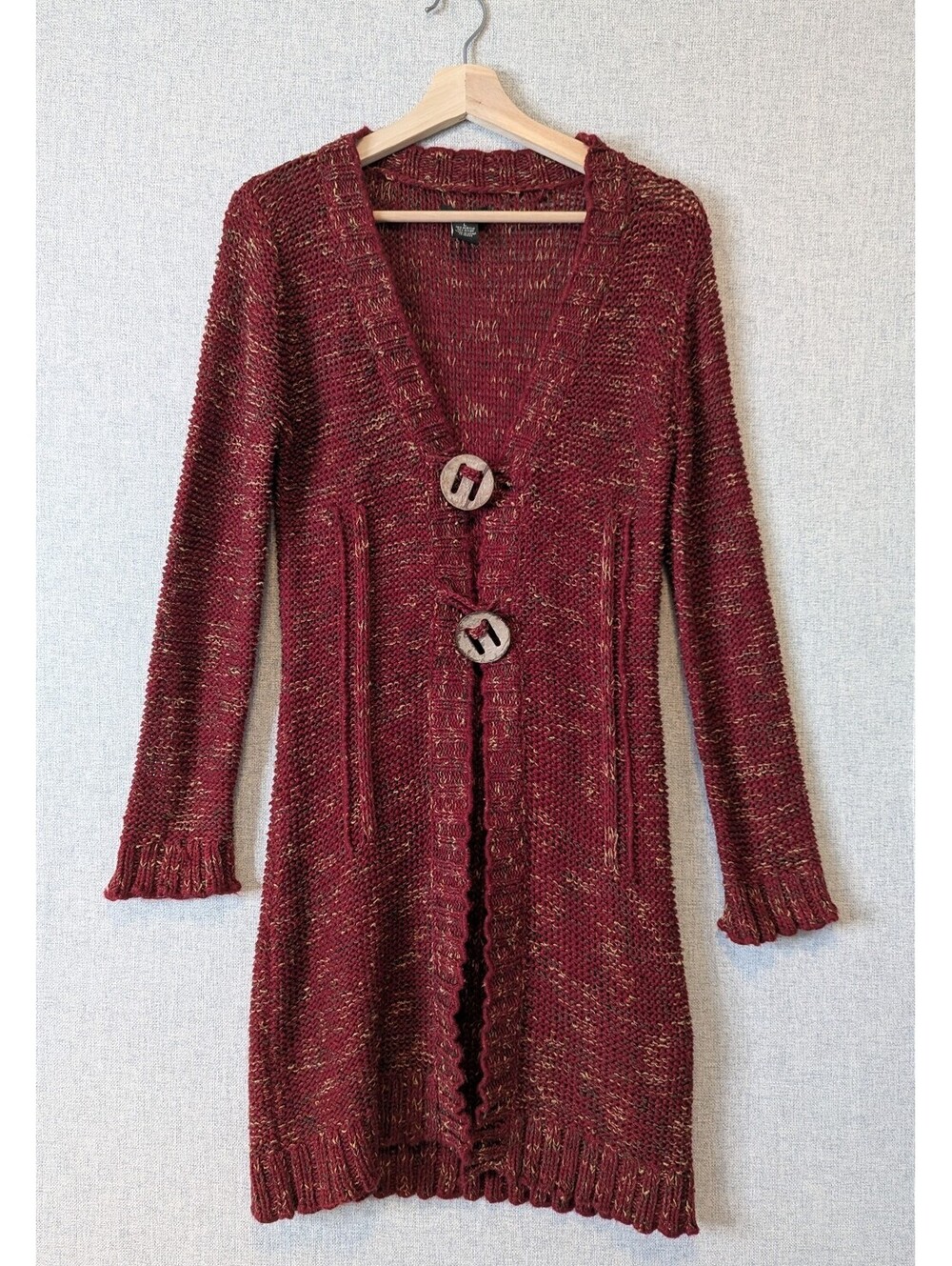 Vintage y2k BCBG Max Azria chunky knit boho long cardigan